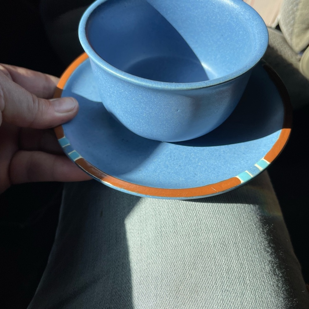 Blue Cup and Saucer Set